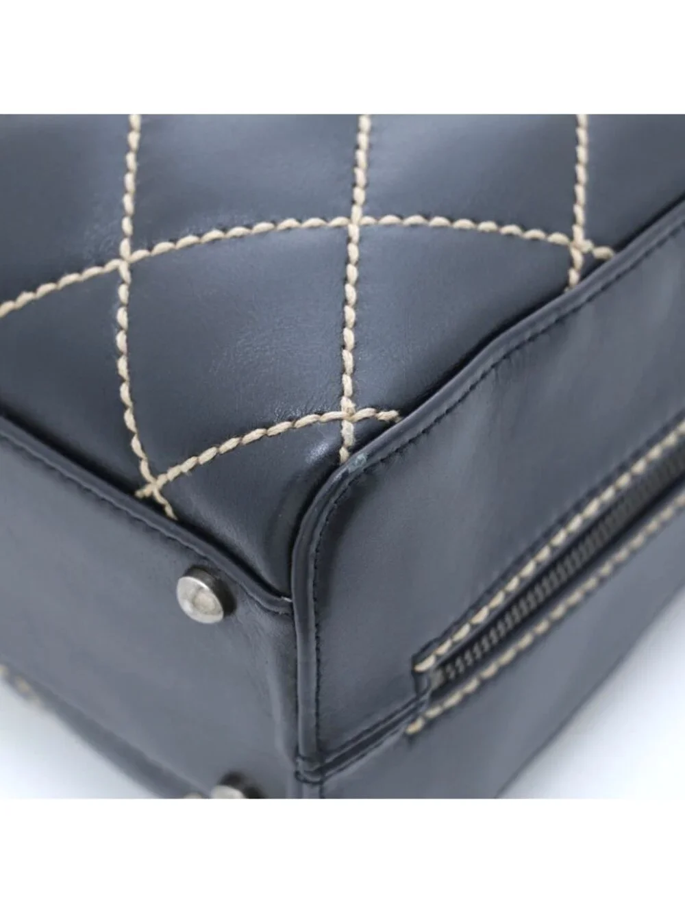 Chanel Wild Stitch Handbag Black Leather